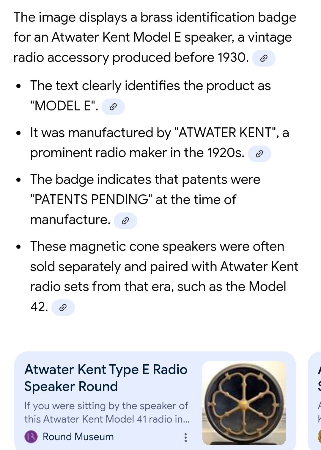 Vintage 1920's Atwater Kent Speaker and Radio