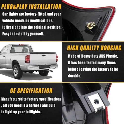 Tail Light Compatible With 2007 2008 2009 Dodge Ram Driver And Passenger Side