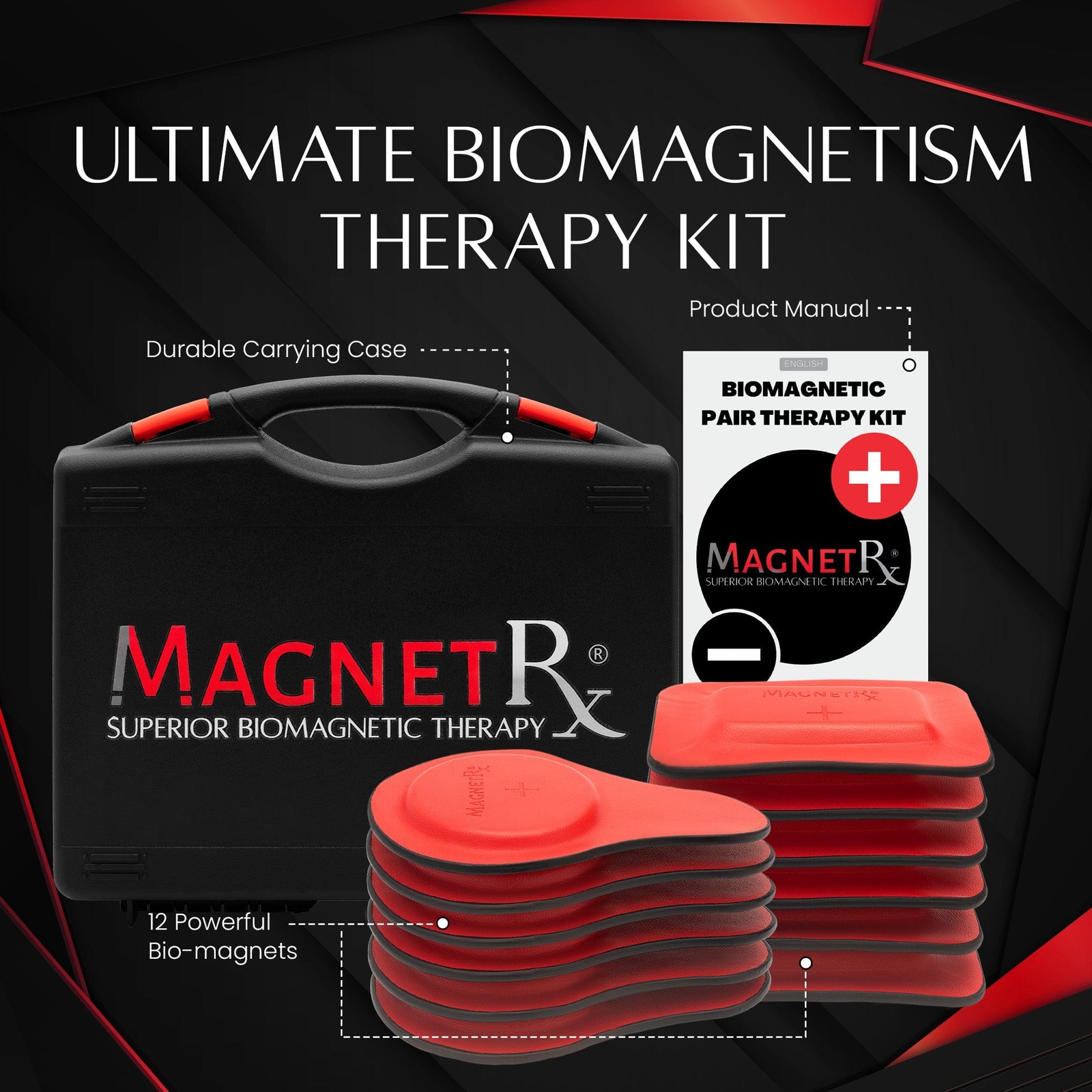 MagnetRX Biomagnetic Therapy Magnets Kit (12 Mixed Units)