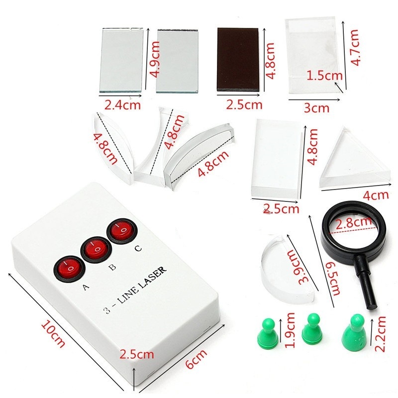 Physical Science Optical Experiment Box Triangular Prism Convex Lens Optics Set