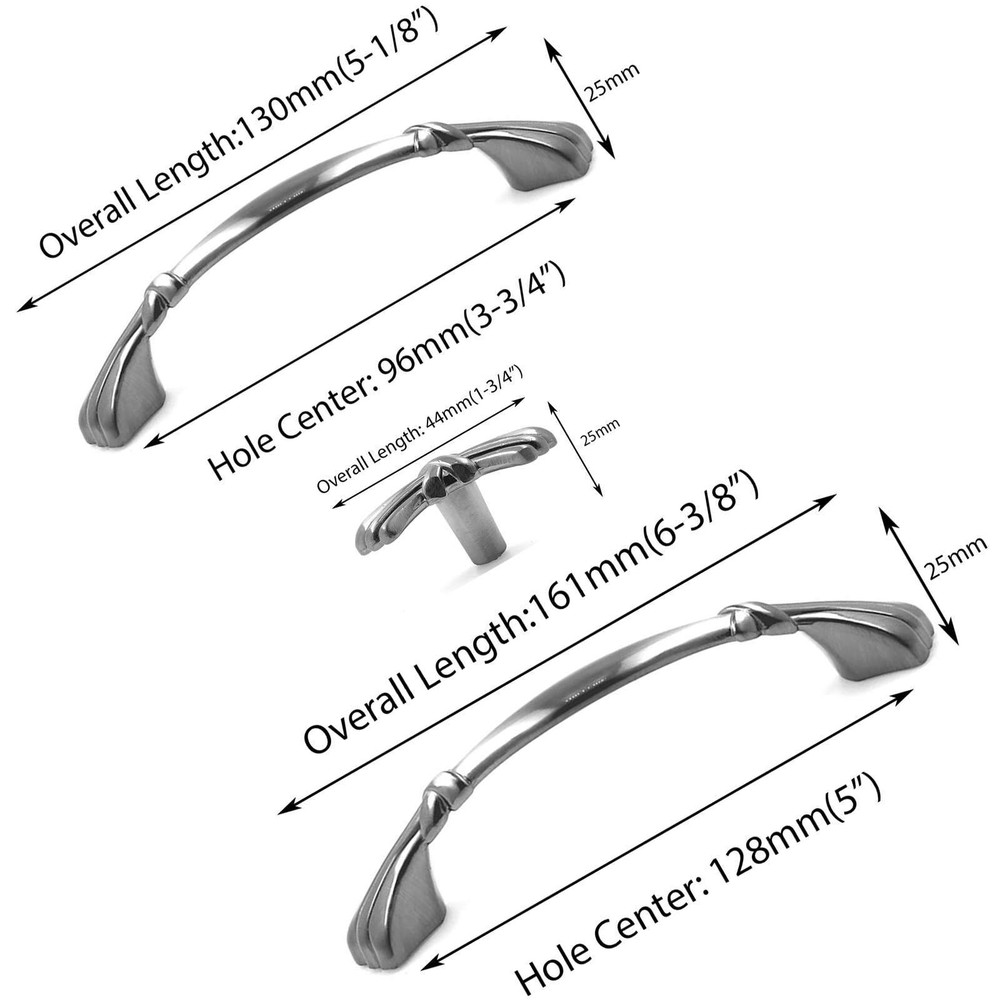 Classic Traditional Kitchen Cabinet Pulls Handles Knobs Brushed Nickel Hardware