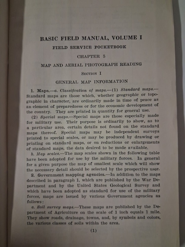 1938 Pre War US Army Basic Fielf WAR DEPARTMENT Vol I