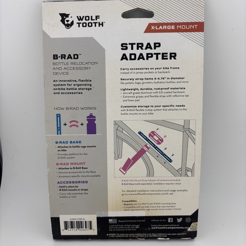 Wolf Tooth B-RAD Accessory Strap Adapter X-Large New