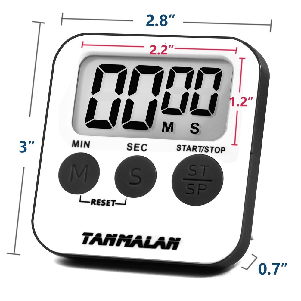 Large Digital Kitchen Timer Magnetic Countdown Count Up Loud Alarm Gray