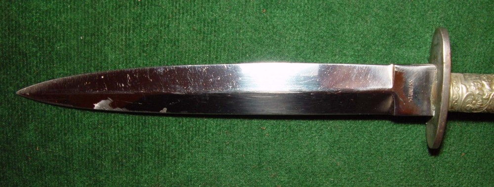 Vintage Possible German WWII Stag Handle Double Edge Boot Dagger -