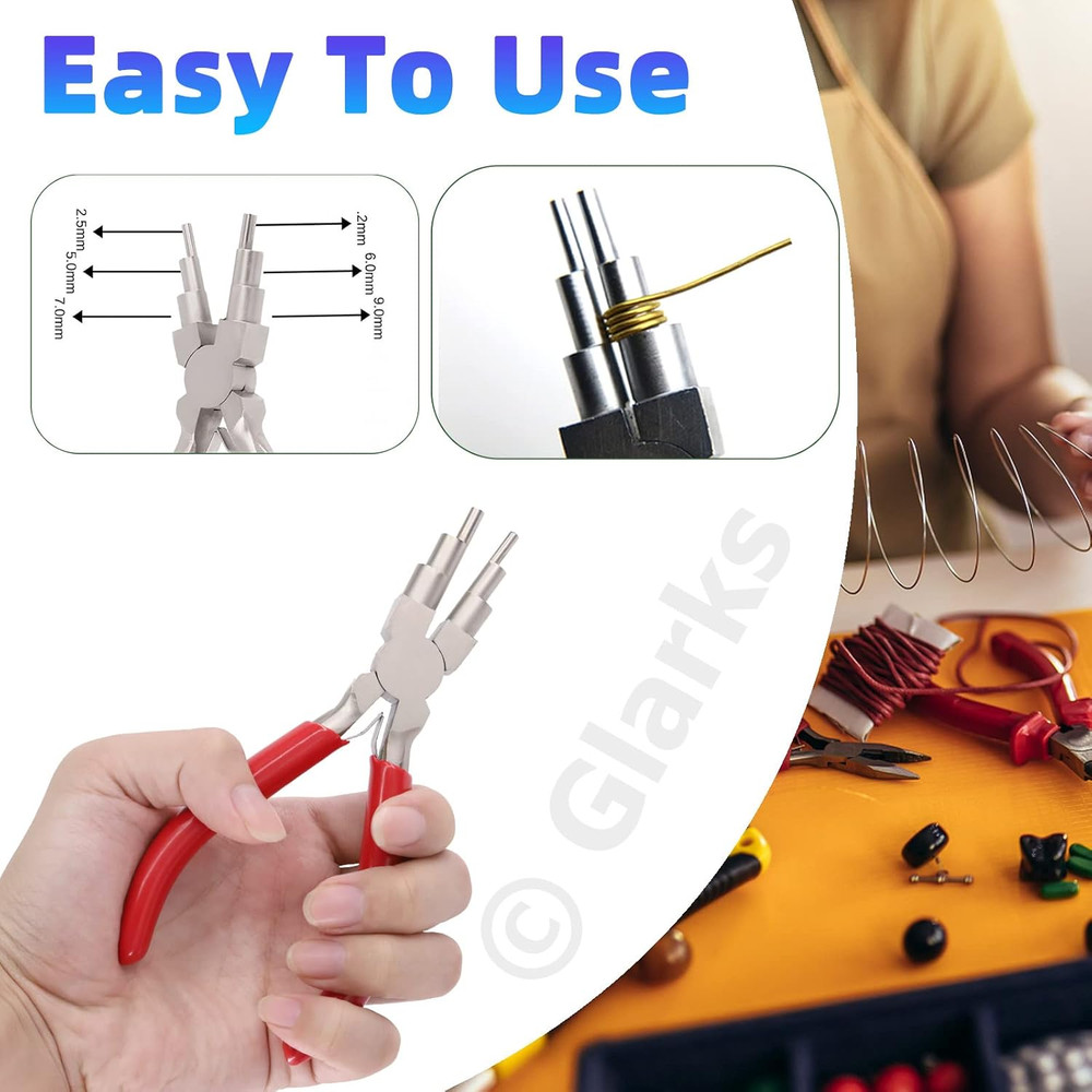 8Pcs Wire Looping Tool Set Including Wire Looping Mandrel, 6 in 1 Bail Making Pl