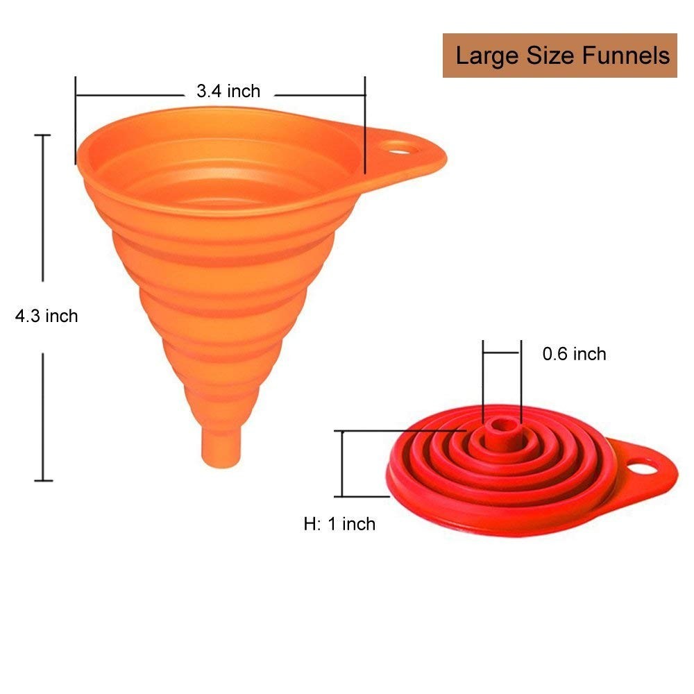 Kitchen Funnel Set 4 Pack, Small and Large-Kitchen Gadgets Accessories Foldable.