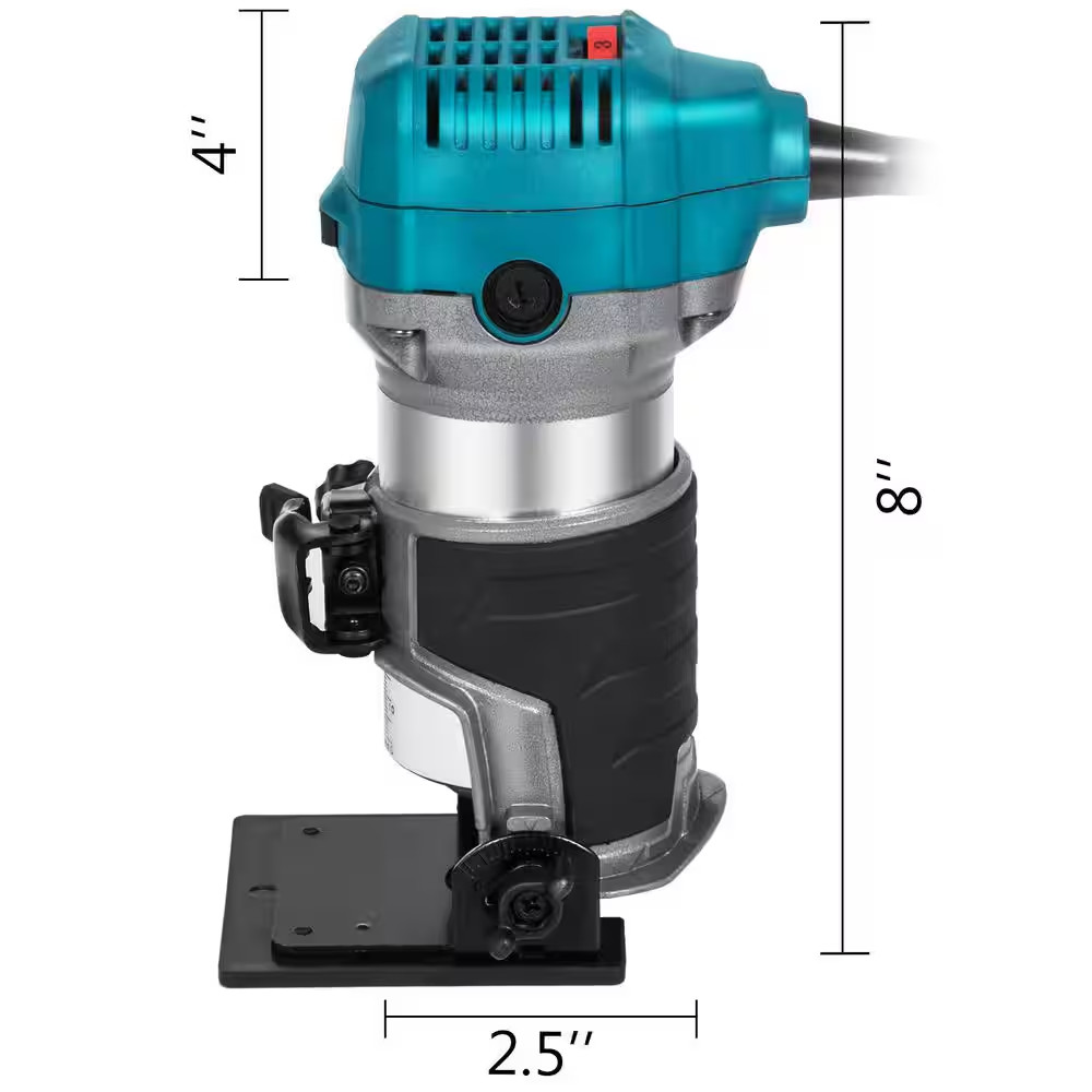 Compact Router 1.25HP 7 Amp with Fixed Base Tilt Base Plunge Base Variable Speed