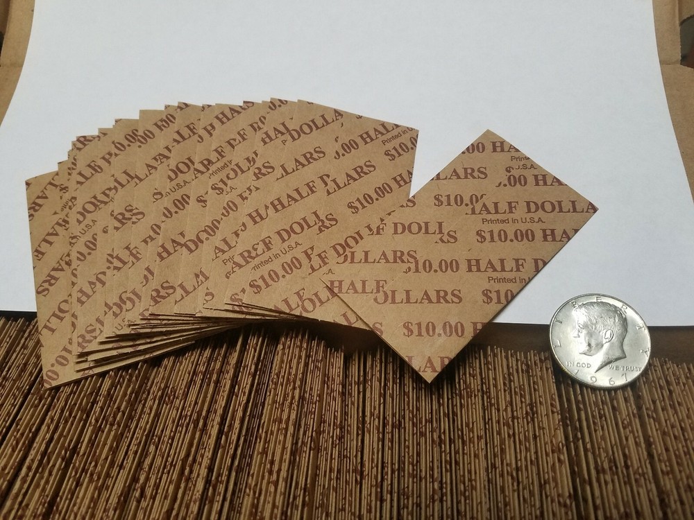 2000 Pack Half Dollar Pop-Open / Flat Paper Coin Wrappers. Tubes for Halves