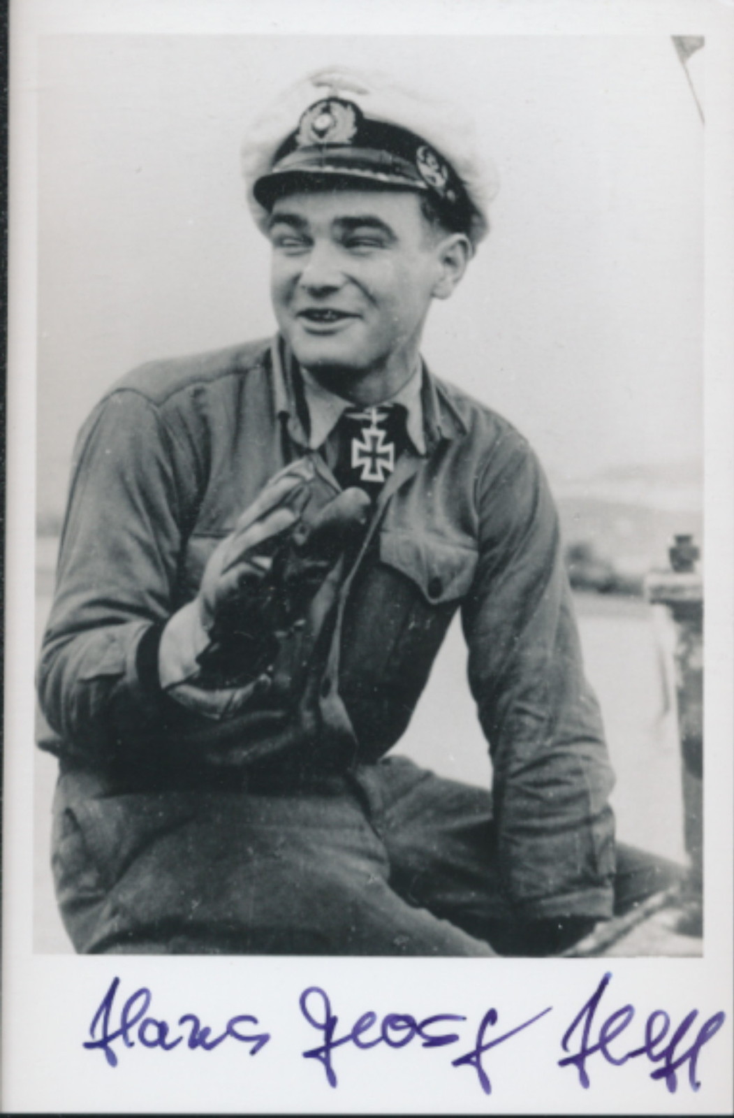 Hans-Georg Hess signed photo. Cpt U-995.