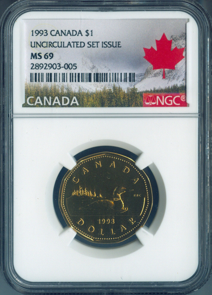 1993 Canada Loon Dollar NGC MS69 Quality