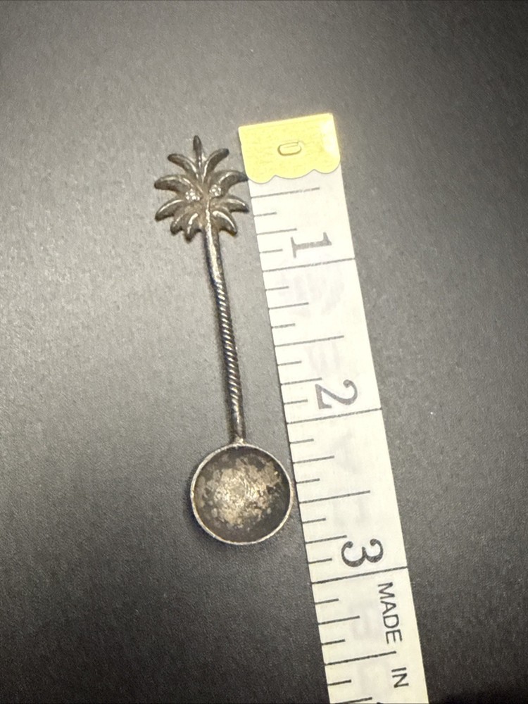 Vtg Tiny Palm Tree Salt Spoon 2.5”