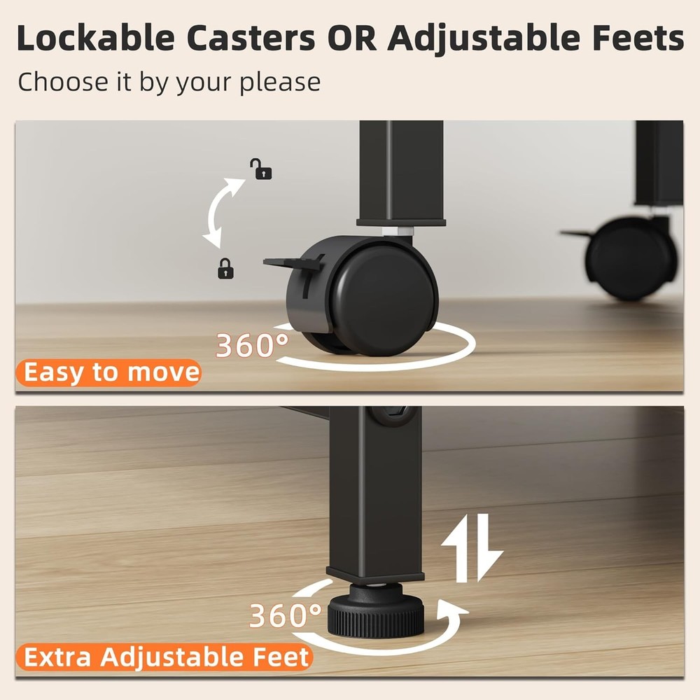 3 Tier Large Printer Stand W/ Power Outlet/Adjustable Storage Shelf Rolling Cart