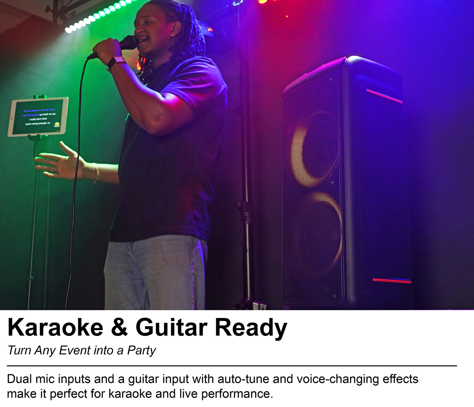 Rockville ROCK PARTY 9 Dual 8" Home/Portable Bluetooth Speaker Deep Bass+Effects