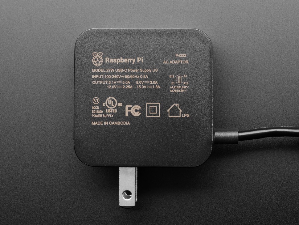 Raspberry Pi 5 Official Power Adapter USB-C 27W US Version - Black (SC1158) 🇺🇸