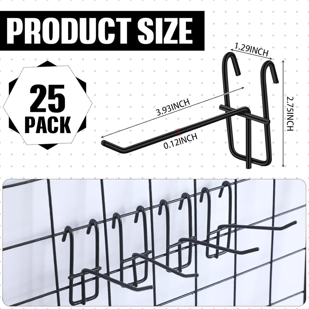 4 Inch Grid Wall Hooks 25 Pcs Gridwall Panel Hooks Store Garage Wall Mount Organ