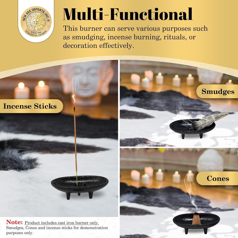 Cast Iron Incense Burner 4 L 2 H for Smudging