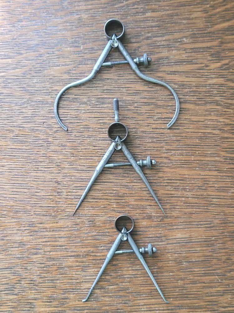 Starrett Round Leg 2 1/2" Inside Caliper , 2 3/4" Divider, 3" Outside Caliper
