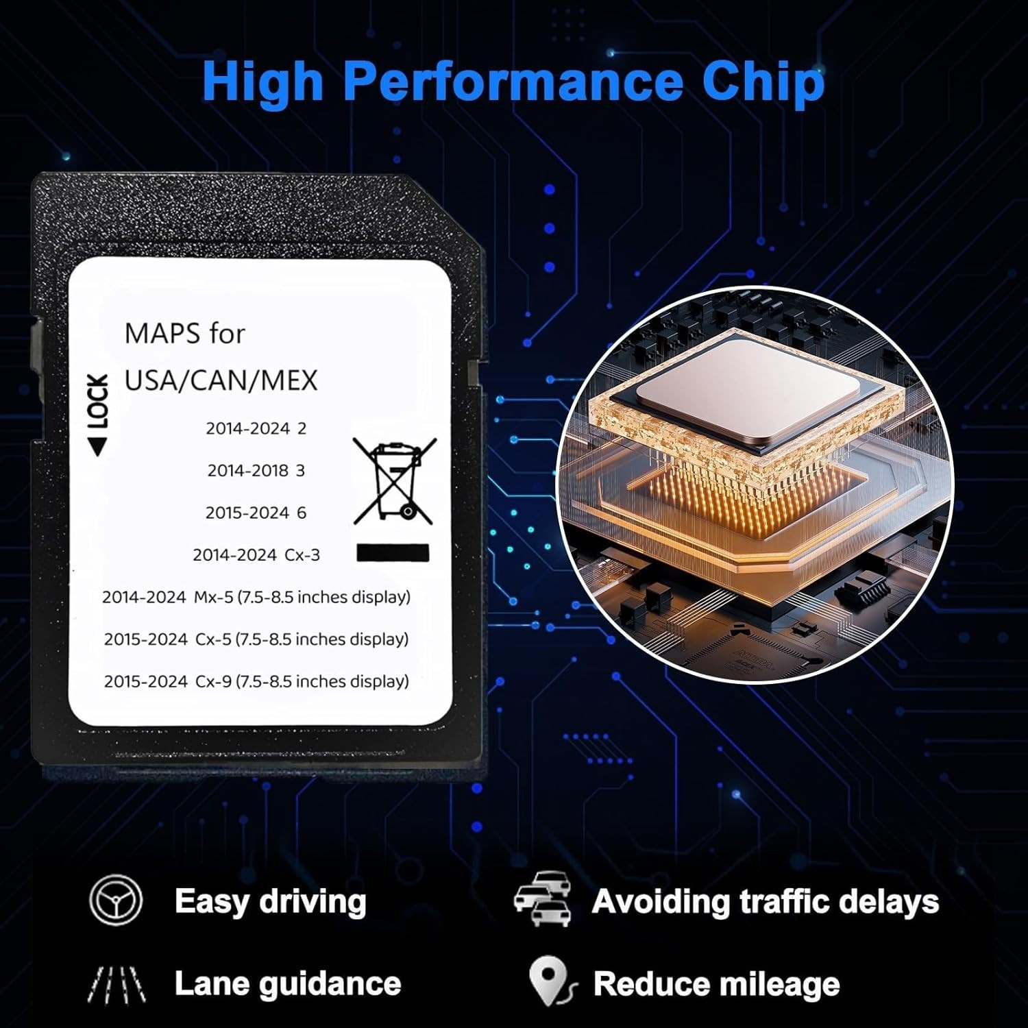 Navigation SD Card Upgraded GPS Maps Compatible with 2014-2018 3, 2015-2024 6, 2