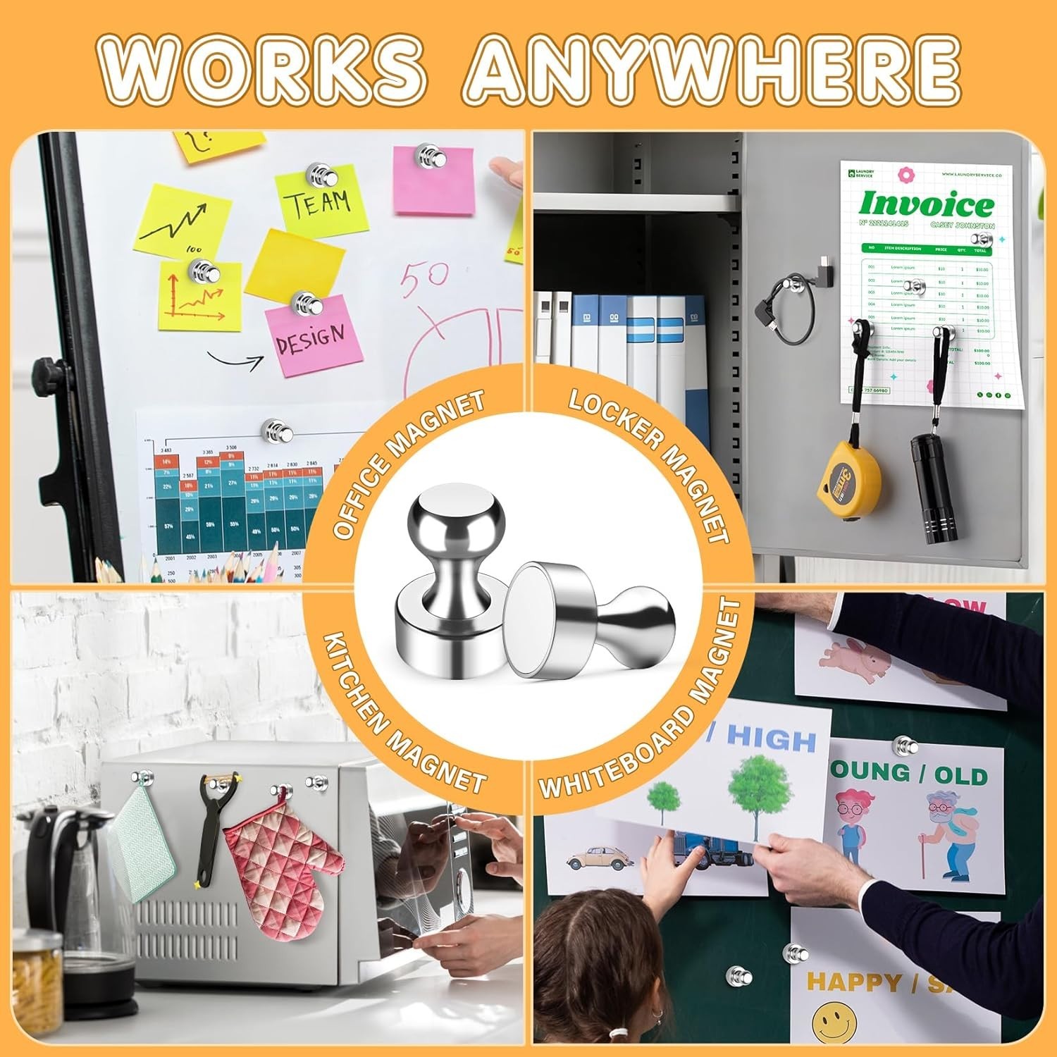 12Pcs Strong Fridge Magnets for Whiteboard Kitchen Office Locker Heavy Duty