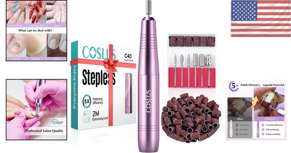 Multi-Functional C40 Nail Drill Set with Bits & Bands - Ideal for Professionals