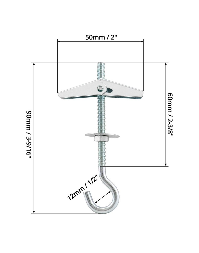 QWORK Ceiling Hooks, 12 Packs 3-9/16" Spring Toggle Wing Bolts Wall Fixing...