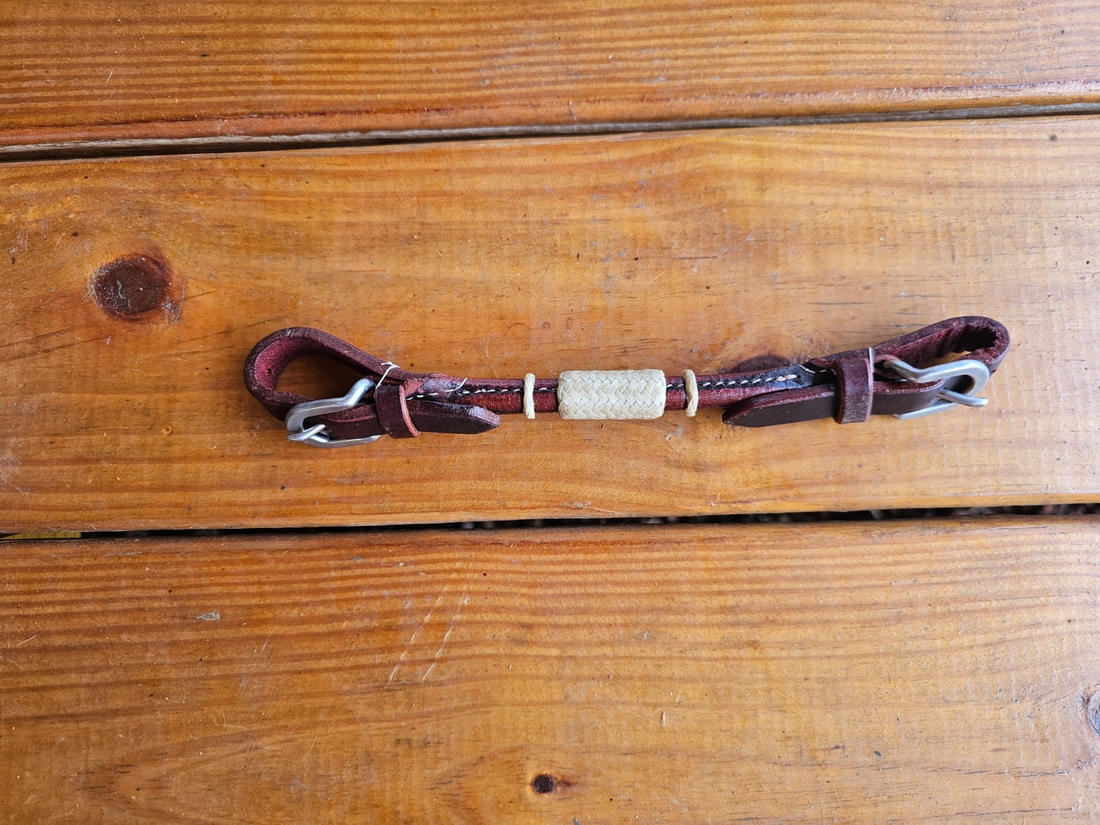 New 1/2" Round Latigo Leather Curbs with Rawhide and buckle Ends