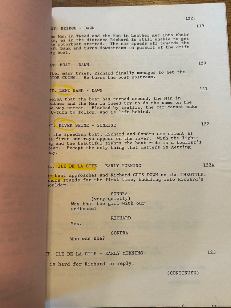 FRANTIC MOVIE ORIGINAL SCREENPLAY SCRIPT HARRISON FORD