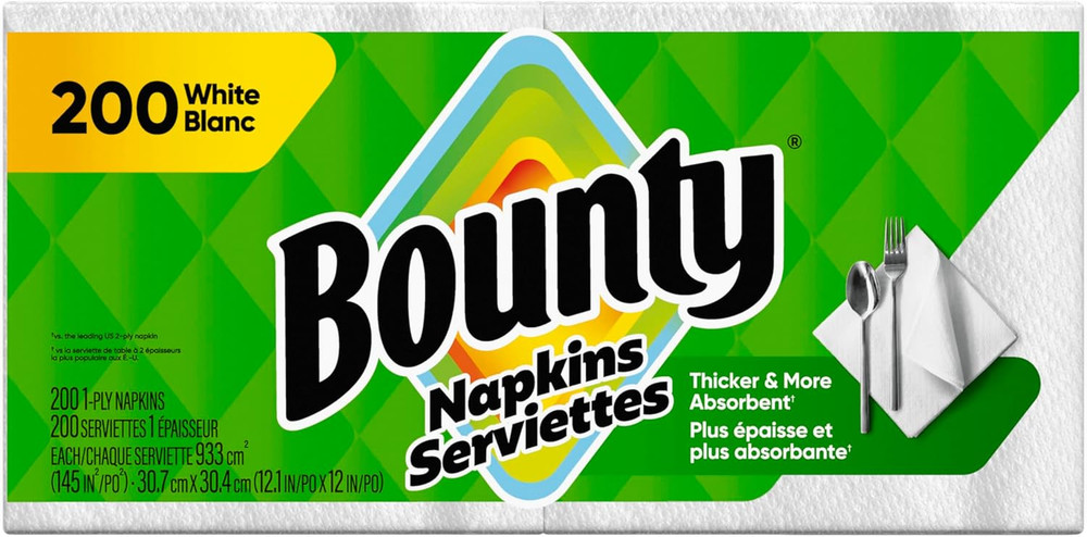 Paper Napkins, White, 200 Count, Packaging may vary