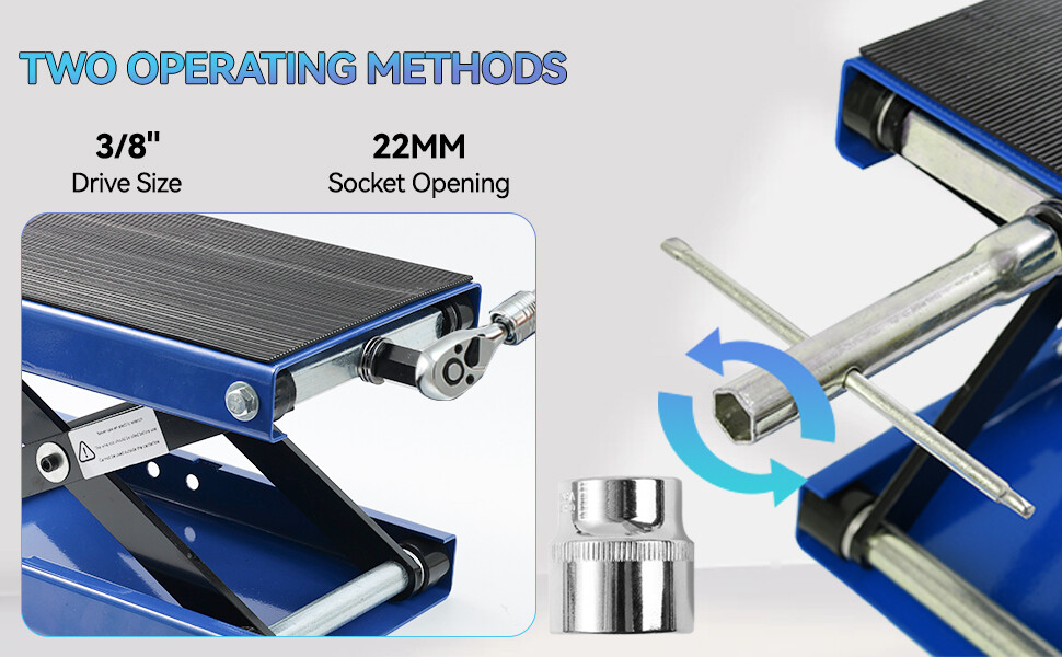 Heavy Duty Motorcycle 1100lb Scissor Jack Lift Wide Deck Hoist Stand ATV Bike BL