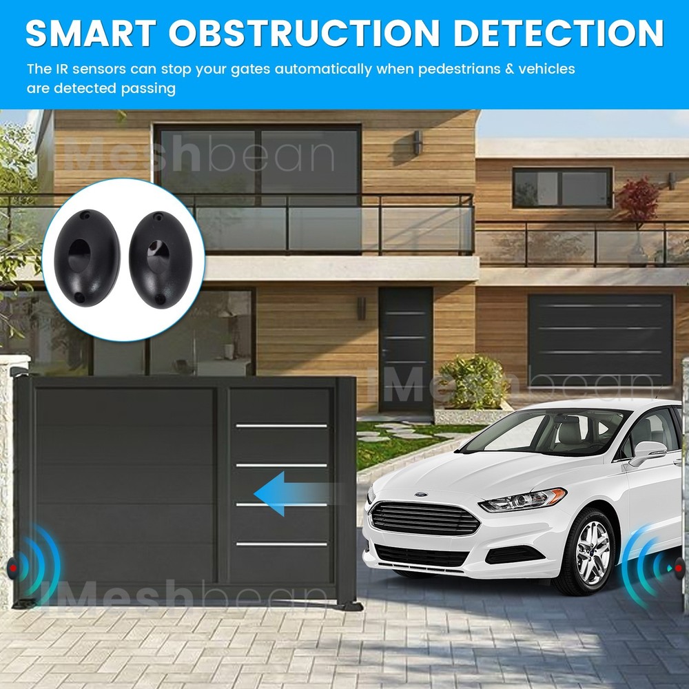 1800LBS Automatic Sliding Gate Opener Rack Driven APP+Keypad+4 Remote Controls