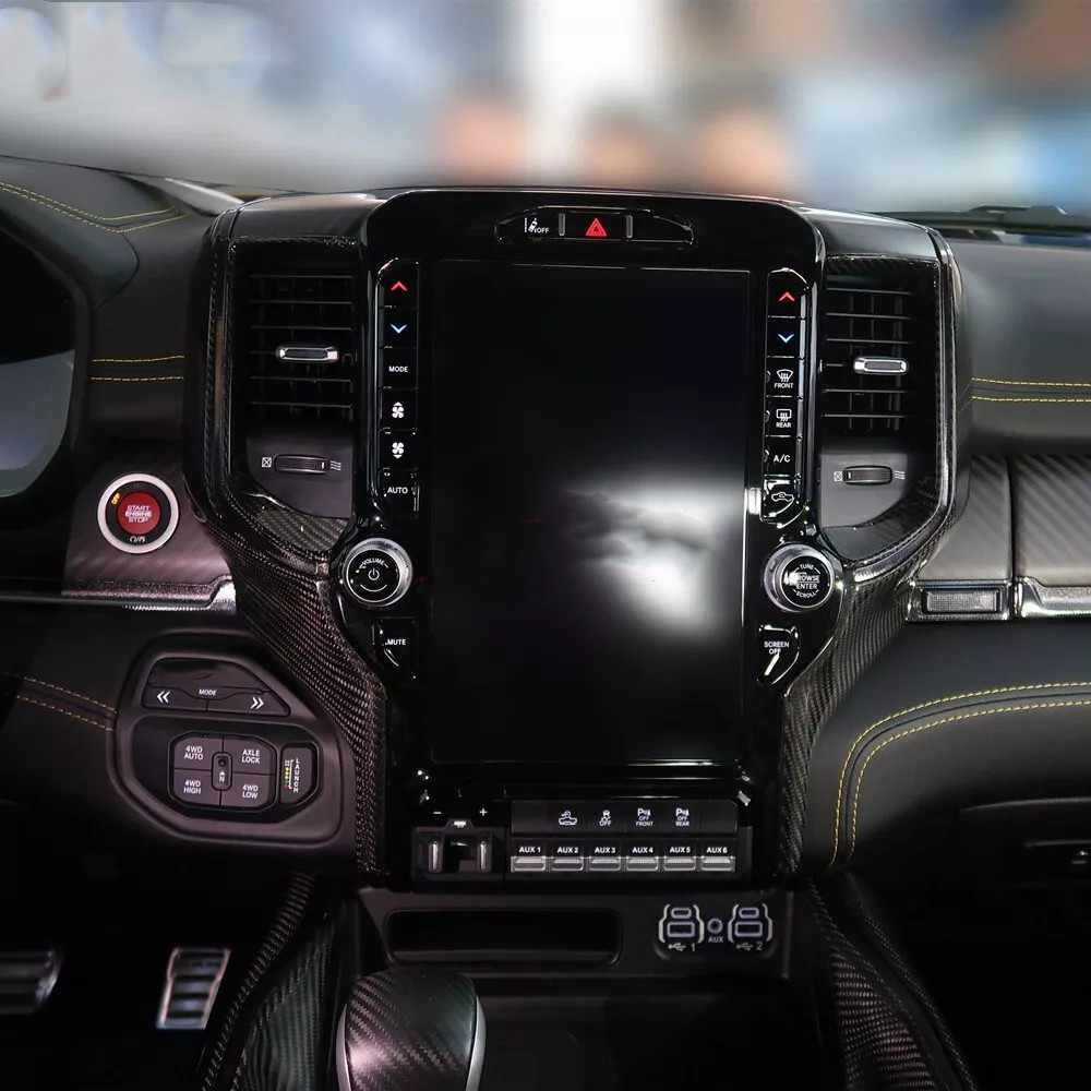 Center Console Navigation Screen Side Panel Trim Cover For Ram 1500 19-25Carbon