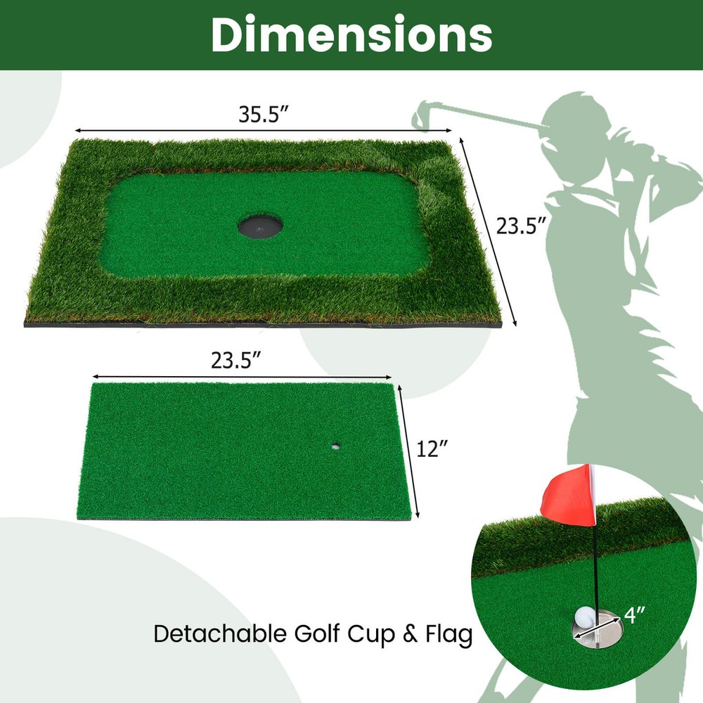 Rectangular Floating Golf Green for Pool Includes Golf Hitting Mat 6 Golf Balls