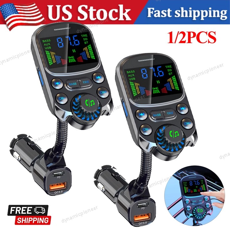 Wireless Bluetooth Car FM Transmitter PD USB Fast Charger Hands-free MP3 Player