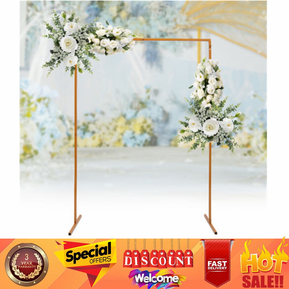 Wedding Arch Rack Rectangular Flower Decor Frame Stand Gold Metal Party Backdrop