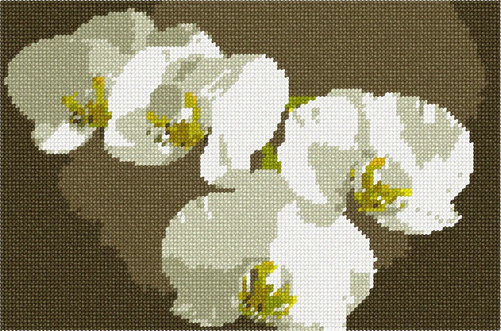 White Orchids Needlepoint Kit or Canvas