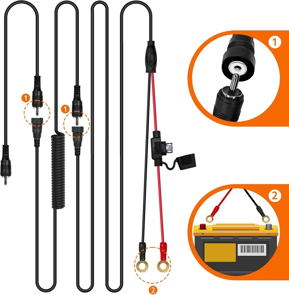 Versatile RCA Plug Heated Cord for Electric Shield Helmet & Visor Connection