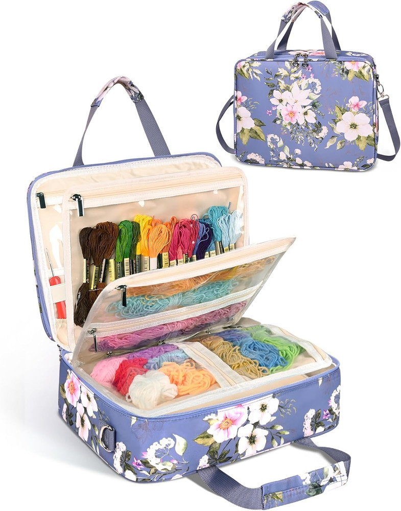 Sewing Supply Storage Bag with Removable Binder, Large Capacity Sewing Organizer