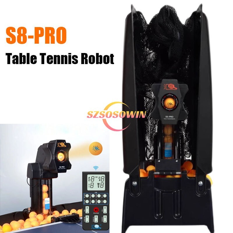 Automatic Table Tennis Robot Ping Pong Ball Machine Remote Control 200 Balls+Net