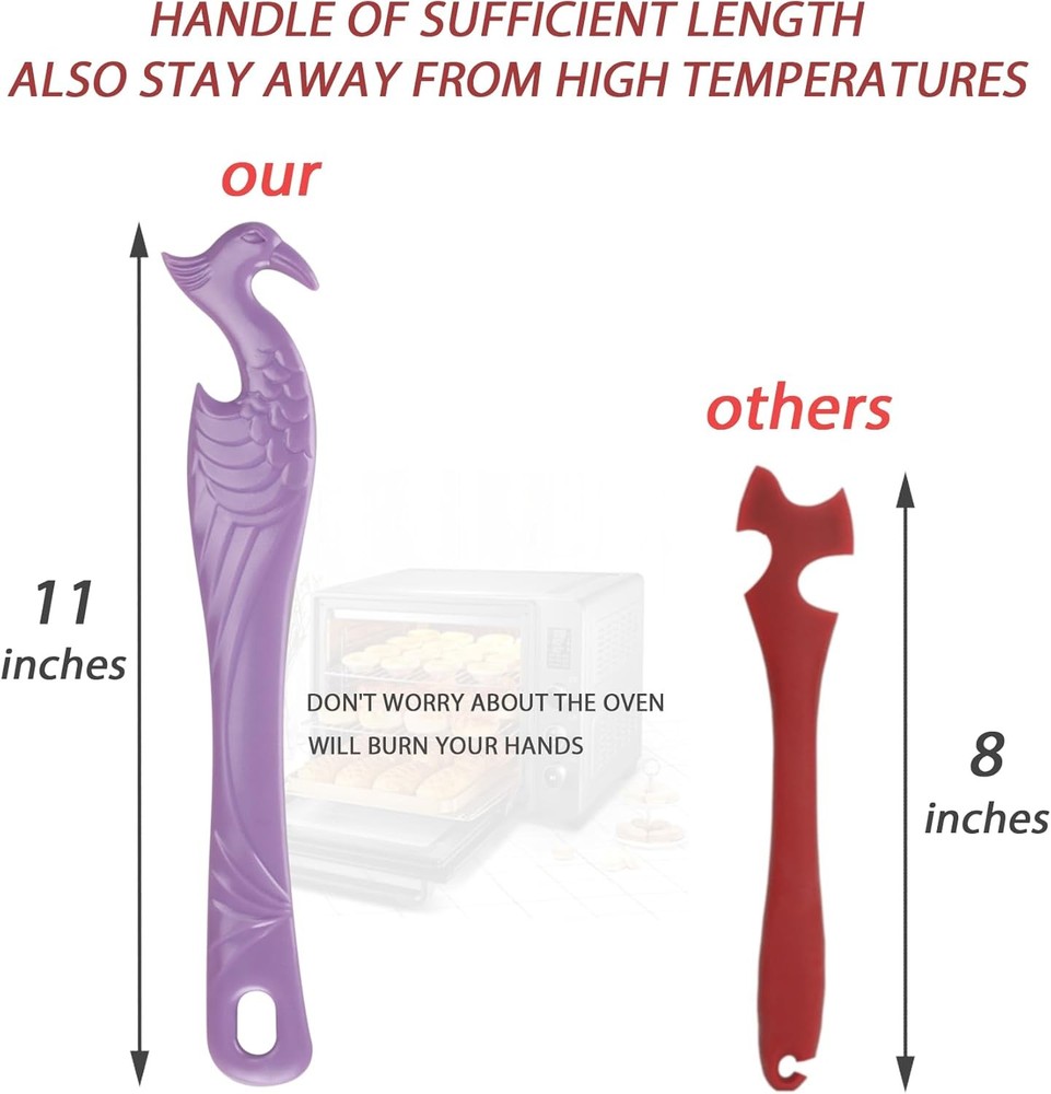 Oven Rack Push Pull Tool 2-Pack (11 Inch) - Longer Handle Suitable for Toaster O