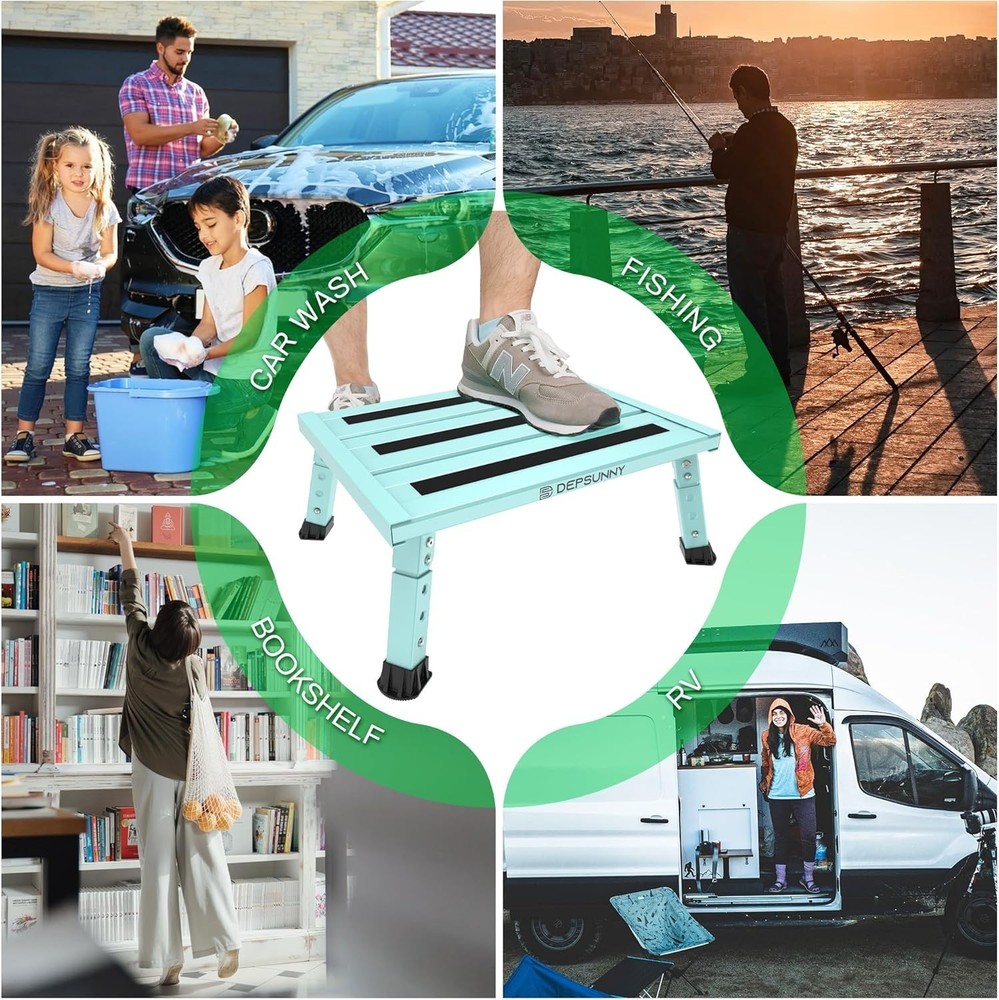 Adjustable Height Aluminum RV Step Stable Foldable Platform Step Stool