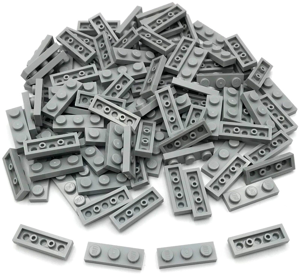 Lego 100 New Light Bluish Gray Plates 1 x 3 Stud Pieces
