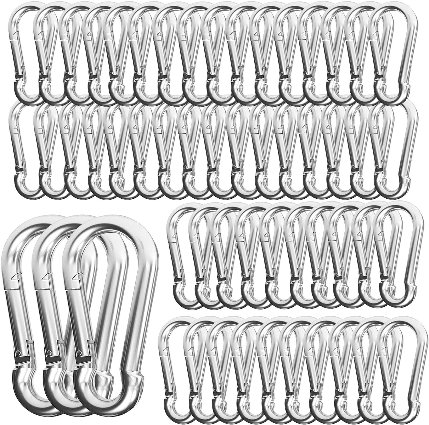 10/50/100 3" Heavy Duty Carabiner Clips M8 5/16" Galvanized Steel 500LBS