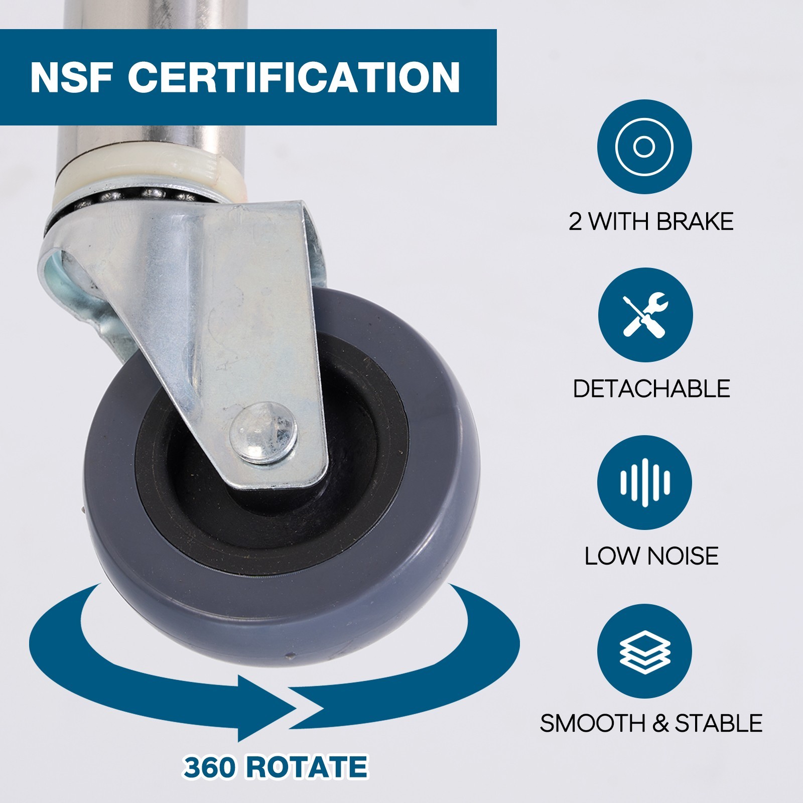 Stainless steel work prep table on wheels 48x24 inches for kitchen or garage