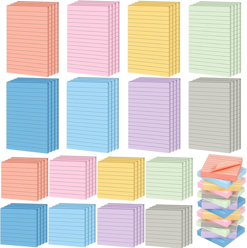 Lined Stiy Notes Self Sti Notes with Lines Bright Assorted