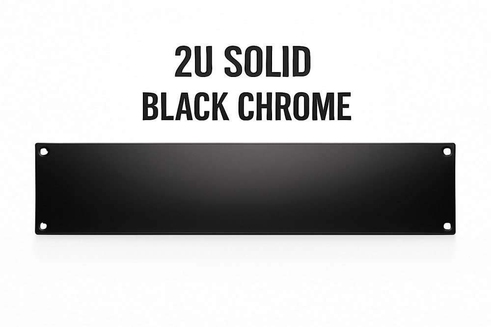 Black Chrome  2U Rack Panel – 19” Solid Steel Faceplate – Custom Finishes!