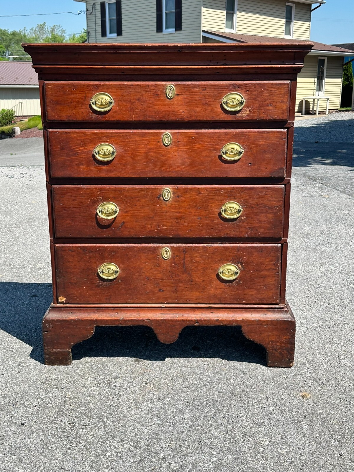 Antique chippendale chest dresser farmhouse country 18th country