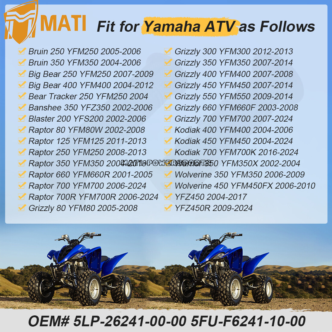 Handlebar Grips for Yamaha Banshee 350 YFZ350 / Blaster 200 YFS200 2002-2006