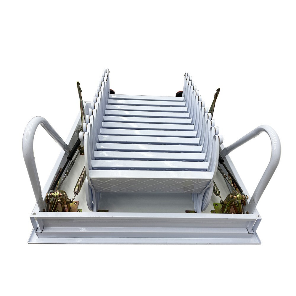 White Hidden Pull-down Foldable Stairs Open size 80*90cm 12 Steps Max 9.84 ft