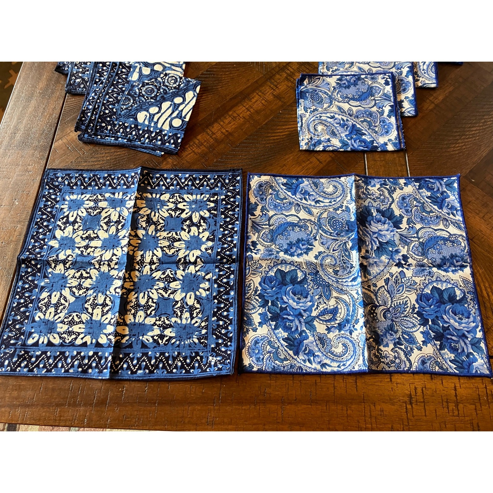 Napkin Set of 10 Blue Handmade Floral Paisley Boho